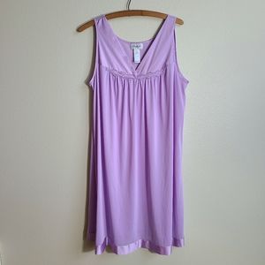 Vtg Vanity Fair Sheer V Neck Light Purple Slip Nightgown Silky Nightie Lingerie